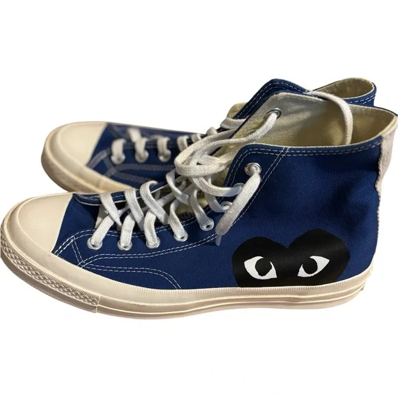 Converse White and Blue High-Tops - Picture 2 of 3